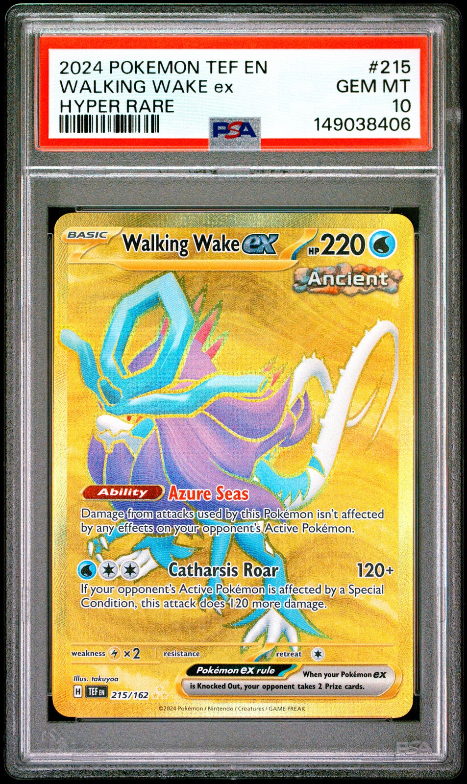 2024 Pokemon Tef En-Temporal Forces #215 Walking Wake Ex Hyper Rare PSA 10