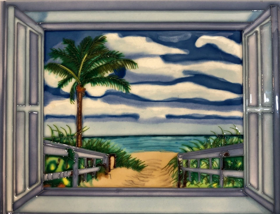 Cuadro artístico junto a la ventana decorativo cerámica 11"x14" en boga azulejo de colección Foto 2 de 4