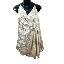 Zara Sequin Mini Dress Women’s Large Silver Sparkle Party Disco Y2K Rave Egirl