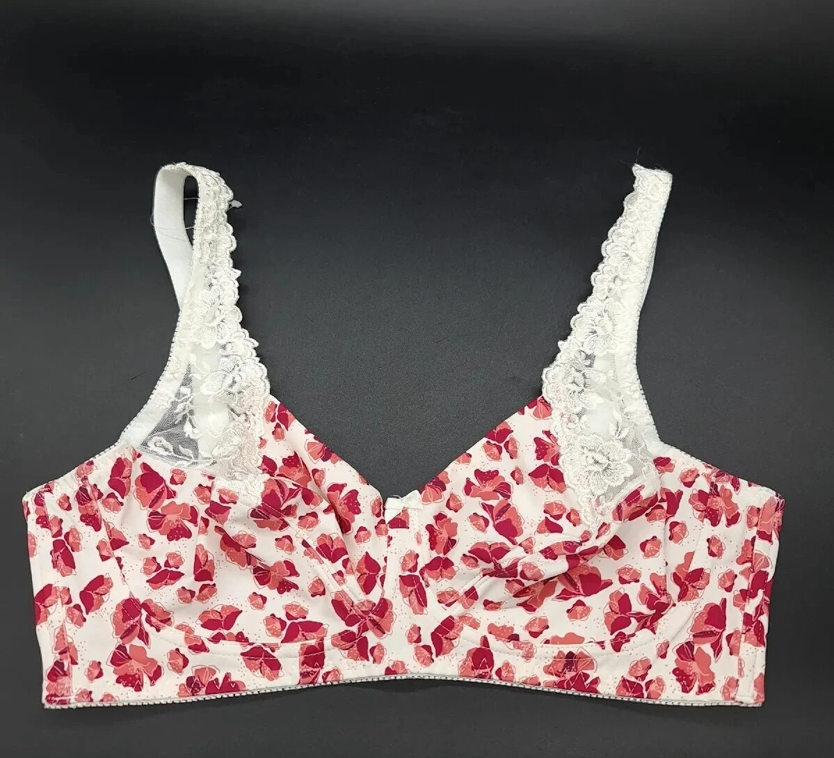 DAMART FLORAL LACE NON WIRE NON PADDED FULL CUP SUPPORT BRA SIZE 36C New