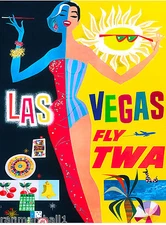 Las Vegas Nevada by Airplane United States Travel Advertisement Art Poster 