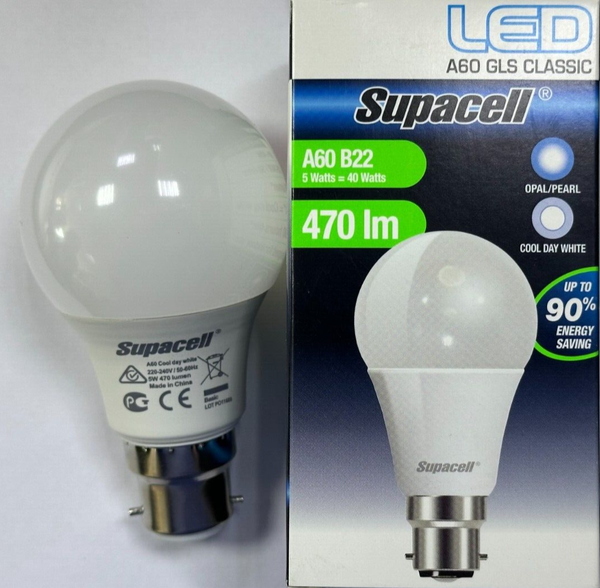4X 5W (=40W) Matt Gls Bc B22 A60 Led GlüHbirnen, 6500K Tageslicht Weiß Lampe-image