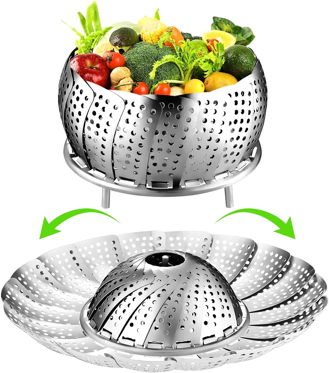 Stainless Steel Vegetable Steamer Basket for Cooking Food Folding Expandable-image