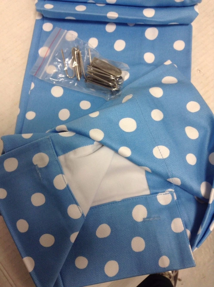 Pottery Barn Kids Polka Dot Window Curtains Drapes Panels 44x84 BLUE Pole Pocket - Image 4 of 4