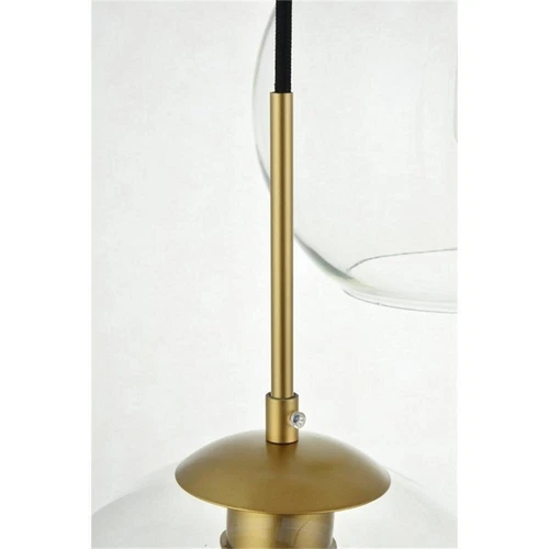 Living District Baxter 3-Light Metal & Glass Pendant in Brass/Clear - Picture 5 of 5