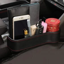 Leather Auto Seat Seam Console Side Pocket with Cup Holder Organizer Side Pocket