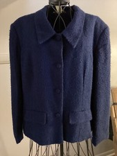 Vintage Esprit Women s Navy Jacket/Blazer Sz M Made In Singapore Boucle Fabric