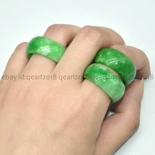 Natural Green Jade Jadeite 19-20mm Gemstone Circle Ring Men Women Gift Jewelry