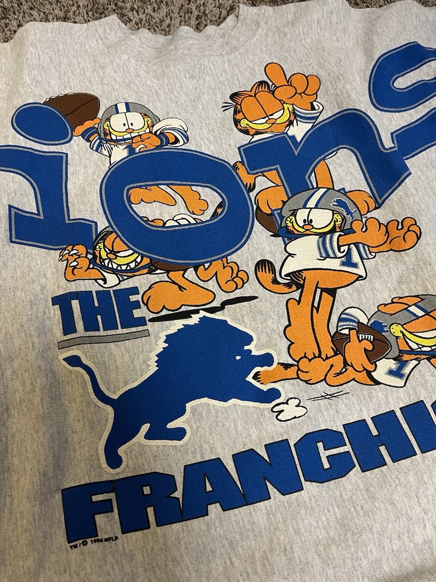 Vintage RARE 1994 GARFIELD DETROIT LIONS LARGE SWEATSHIRT CREWNECK