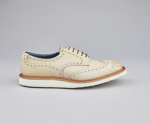 Cream Brogue Leather Shoes, UK 