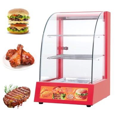 Commercial Arc-shaped Food Display Case 110V Pastry Display Case 3-Tier Warmer