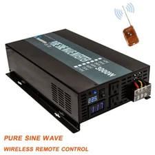 3000W Pure Sine Wave Power Inverter 12/24V DC to 120/220V AC  Remote Control