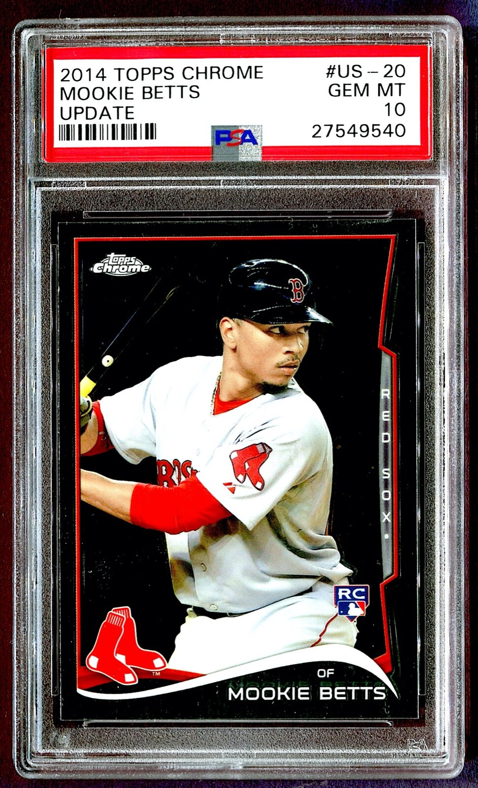 2014 MOOKIE BETTS ROOKIE PSA 10 GEM MINT #US-20 TOPPS CHROME UPDATE *SHIPS FREE*