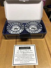 Vtg New Elegant Collectors Crystal Gallery Candle Holder Set in Original Box