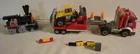 VINTAGE LEGO LOT LOCOMOTIVE TRAIN ENGINE, SEMI HAULER, TRAILER & FRONT LOADER