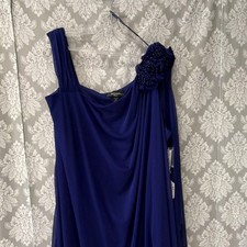 R M Richards Blue Size 20W Beaded Floral One Shoulder Sheath Dress Lot 12
