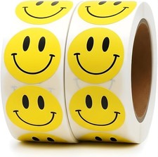 1000PCS Yellow Smiley Face Stickers 1 Inch   Bulk Happy Face Stickers for Clas
