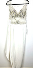 ELENI ELIAS NWT 12 Long Satin Ivory Beaded Illusion Midriff Wedding Dress Gown