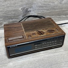 Vintage Sony Dream Machine FM/AM Digital Clock Radio ICF-C70W Woodgrain WORKS