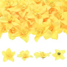 Artificial Flower Heads 3 Inch, Yellow 20 PCS - Orchid Silk Flowers