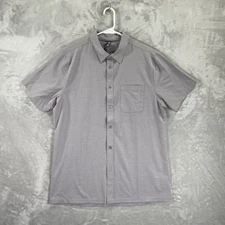 Vuori Shirt men's Large Button Up Short Sleeve Bridge Performance Stretch Gray