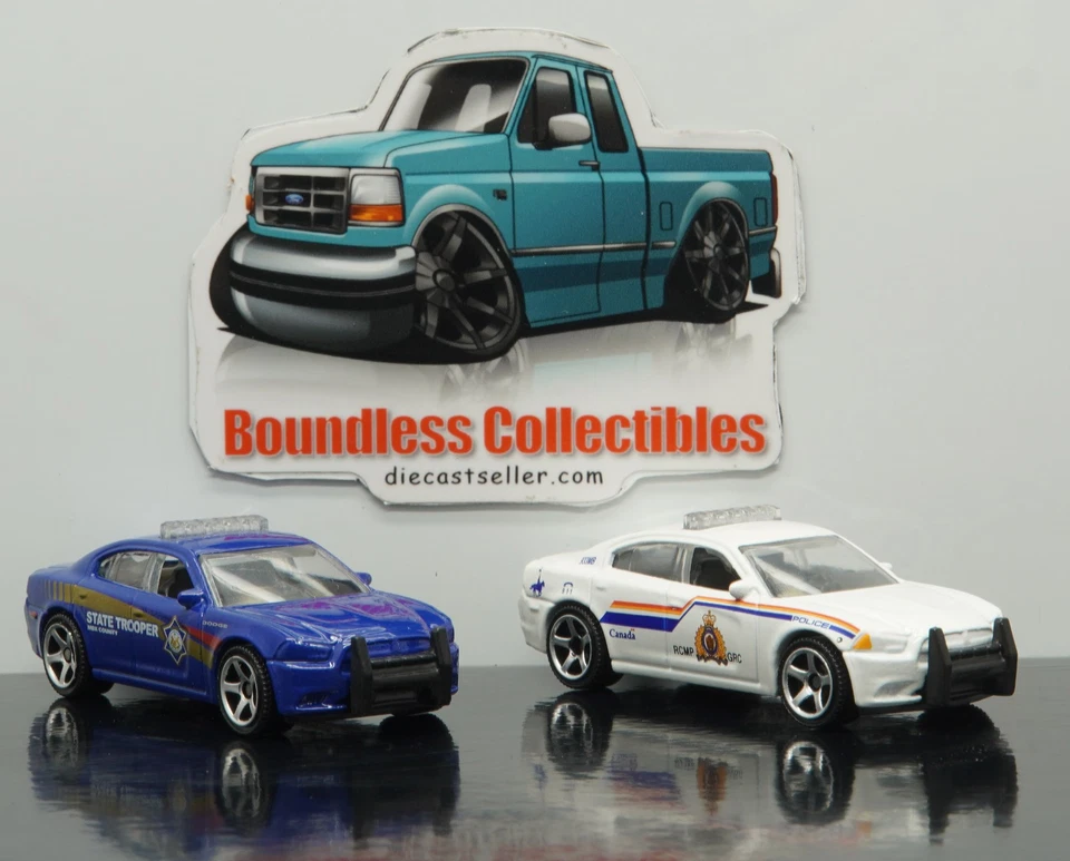 MATCHBOX LOT DODGE CHARGER PURSUIT POLICE WHITE CANADA RCMP BLUE STATE TROOPER - Image 3 of 3
