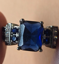 Square Cut Sapphire CZ Women's 8.5 Ring Silver Plate 925 Fine Fashion