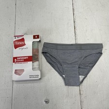 Hanes Supersoft Bikinis Underwear Girls 8 Gray 5 Pack Modal Tagless Stretch Rib