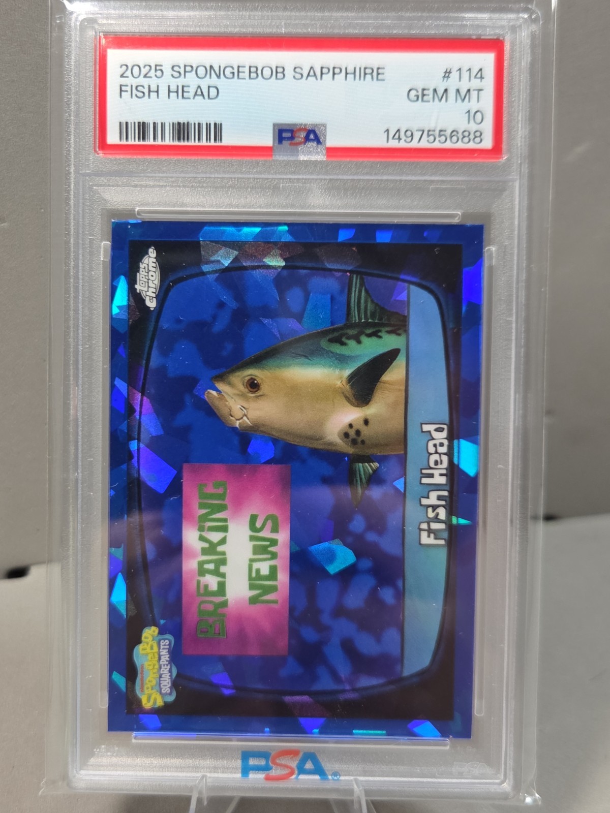 2025 Topps Chrome Sapphire Spongebob #114 Fish Head