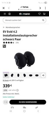 Electro Voice EVID 4.2 200Watt, weatherproof, schwarz - Lautsprecher