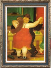 Fernando Botero Fat Dance Pintura al Óleo Divertida Reproducción Clásica Arte de Pared Decoración