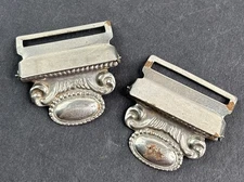 Antique Metal Ornate Suspender Clips Shoe Clips Buckles Pair
