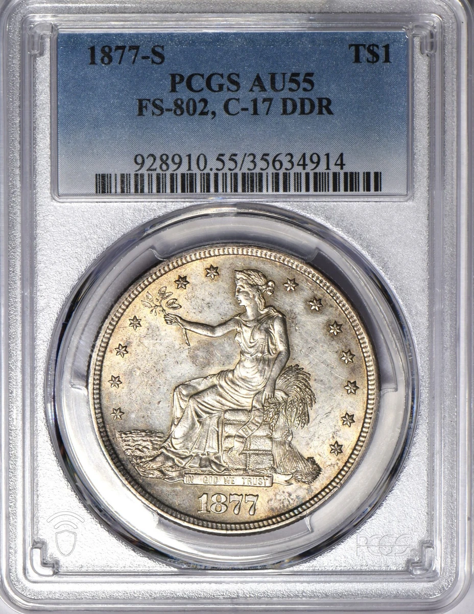 PCGS Certified AU 55 Graded US Trade Dollars (1873-1885) for sale