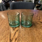 Anchor Hocking Green Tartan Glasses Vintage Set Of 2