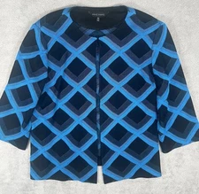 Ming Wang Womens XL Diamond Print Knit Career Jacket Washable Workwear