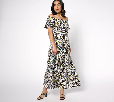 Attitudes by Renee Como Jersey Flutter Dress Safari Chic XL New
