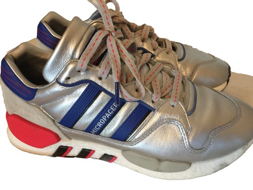 Adidas Silver Metallic 9 Men Running Shoe EF5558 Gray Red Micropacer ZX930 x EQT - Picture 2 of 14
