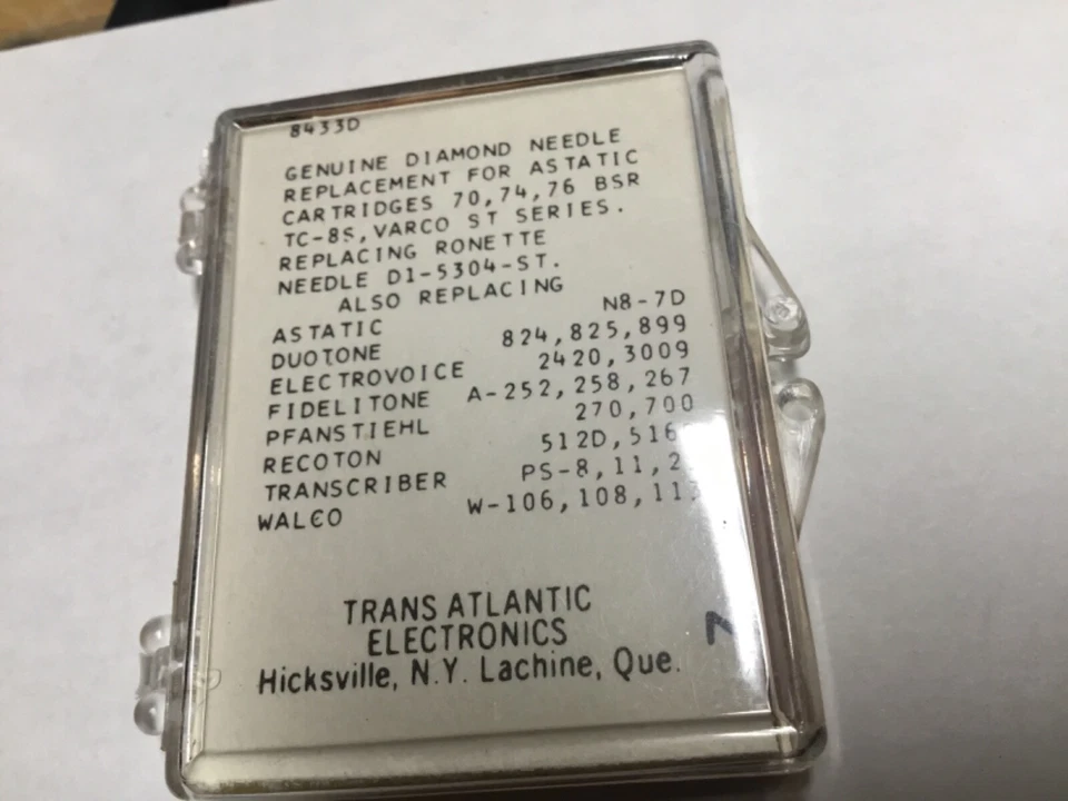 TAE 8433D Stylus ASTATIC CARTRIDGE 70,74,75 BSR TC-85 Varco ST Ronette D1-550N - Image 2 of 3