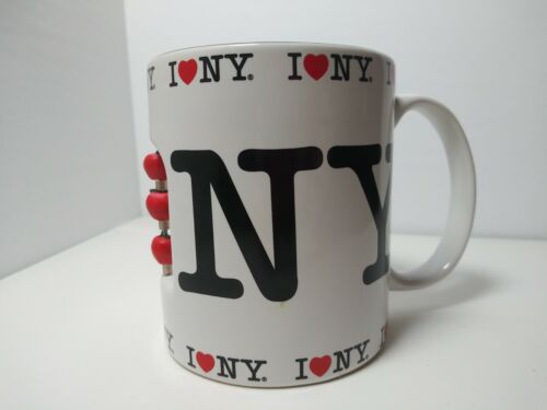 I Love NY White Ceramic Coffee 11oz Mug with 3D Apples NEW Without Box