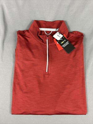 Puma Golf Pullover UV 1/4 Zip Medium Red Polyester Spandex NWT MSRP $80