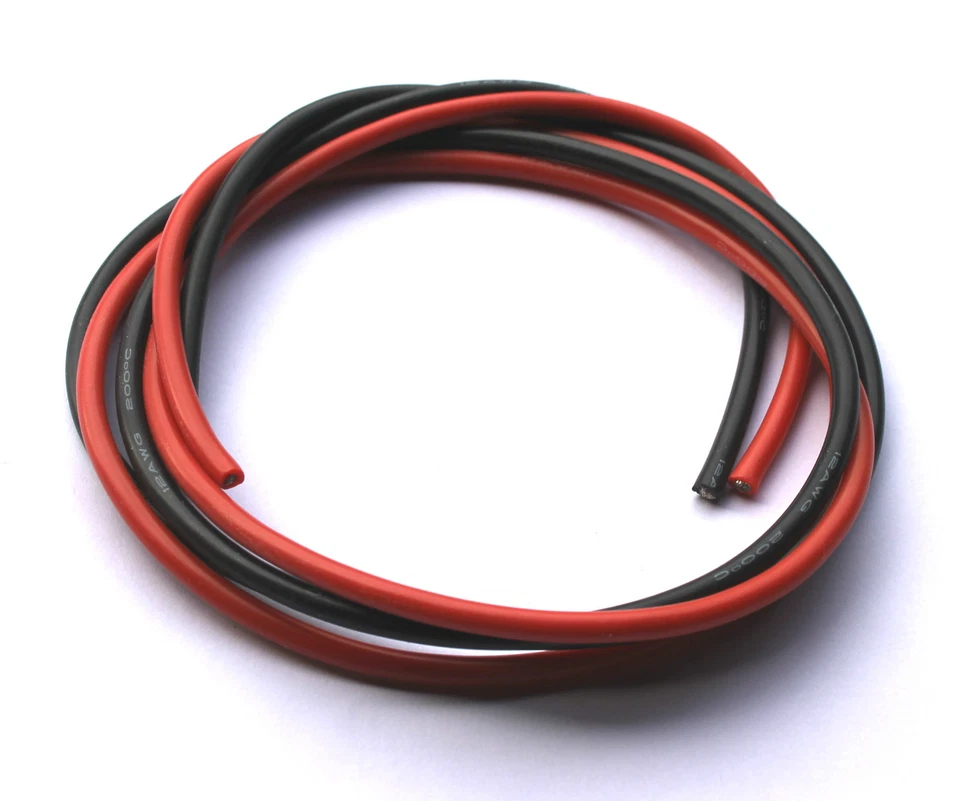 12 AWG Silicone wire/cable RC ESC Motor LiPo 0.5/1/2/5/10m - Red & Black 12awg