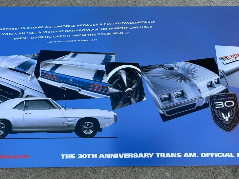 NOS 19691999 Pontiac Trans Am 30th Anniversary Dealership 13 x 39
