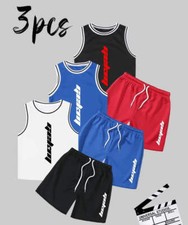6Pc Sleeveless Boys Sports Outfit with Modern Letter Print - Comfortable  Versa