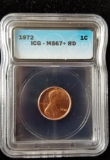 1972 1C RD Lincoln Memorial penny ICG MS67+ Red low pop Blazing Red Beauty t2793