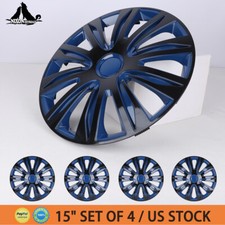 15inch Blue Black Wheel Covers Snap On Full Hub Caps Fit R15 Tire Steel Rim 15inch Blue Black Wheel Covers Snap On Full Hub Caps Fit R15 Tire Steel Rim