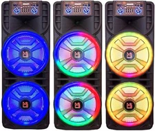 3 MR DJ NEWYORK+ 12" X 2 Rechargeable Portable Bluetooth Karaoke Speaker with