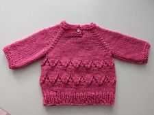 New Handknitted Baby Girl Pullover Pink 0-3