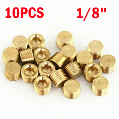 Lot of 10pcs. 1/8'' Male NPT, MNPT Brass Plug Allen Key Countersunk Hex ^