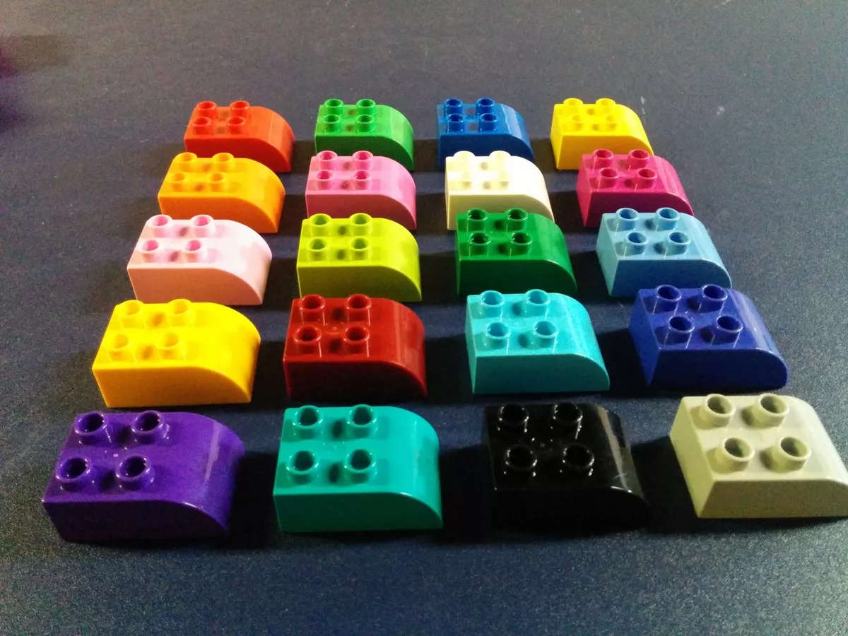 4 LEGO Duplo Brick 2x3 Curved Top red yellow blue green orange purple pink white