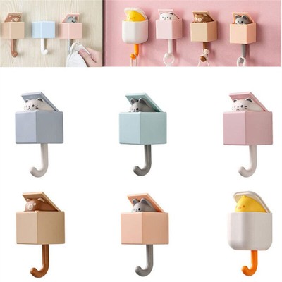 Creative Adhesive Coat Hook, Cute Cat Key Holder Hook, Cute Pet Hooks Wall  P2F0